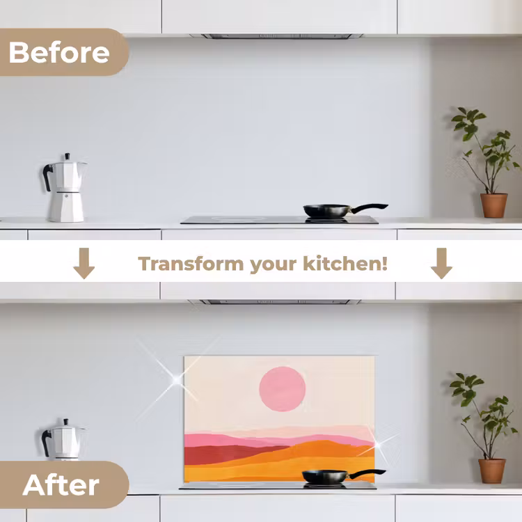 Kitchen splashback for hob - Hills - Orange - Sun - Abstract — 7