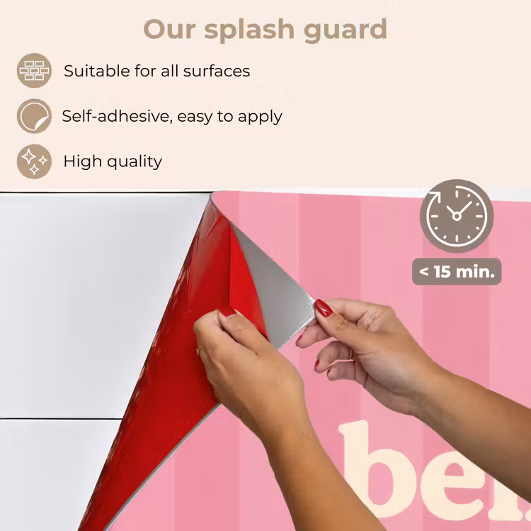 Kitchen splashback for hob - Pink - Striped - Belle — 4