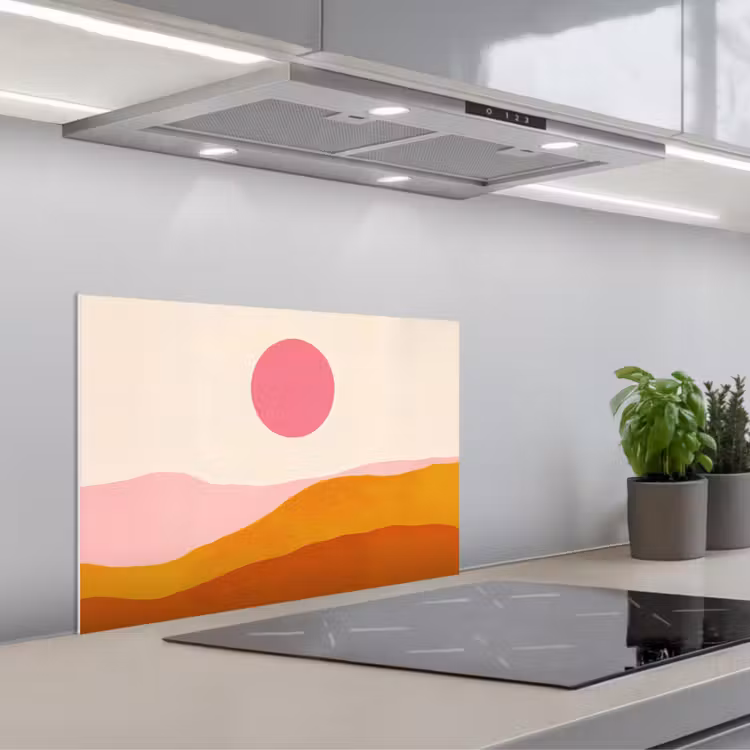 Kitchen splashback for hob - Sun - Hills - Abstract - Pink — 1