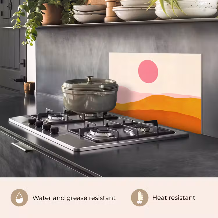 Kitchen splashback for hob - Sun - Hills - Abstract - Pink — 2