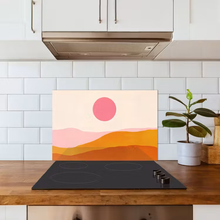 Kitchen splashback for hob - Sun - Hills - Abstract - Pink — 3