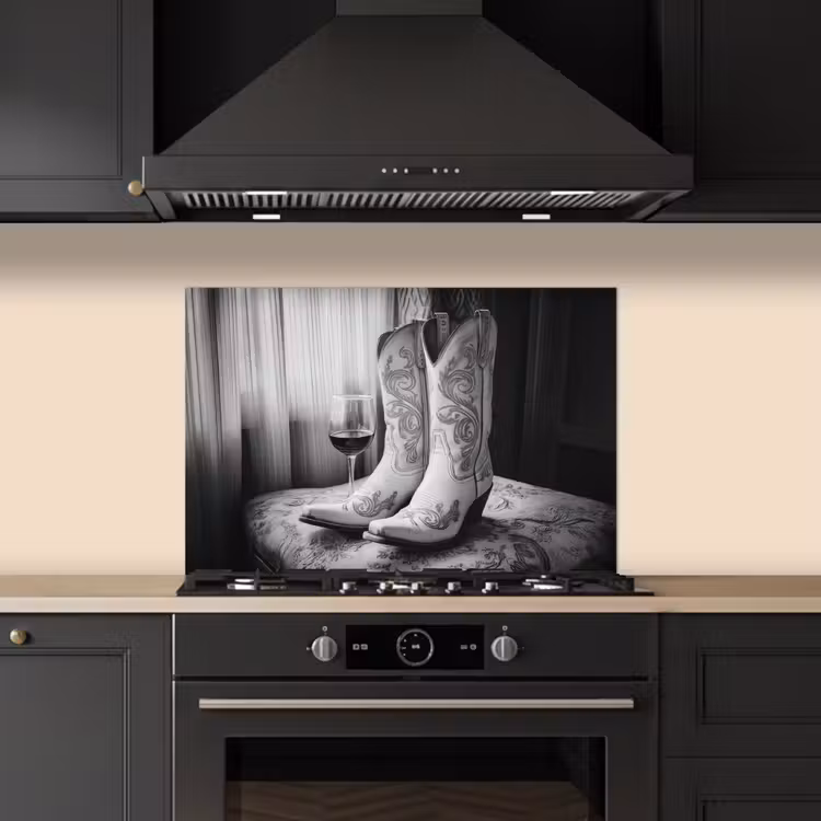 Kitchen splashback for hob - Wine - Cowboy Boots - Window Light - White — 5