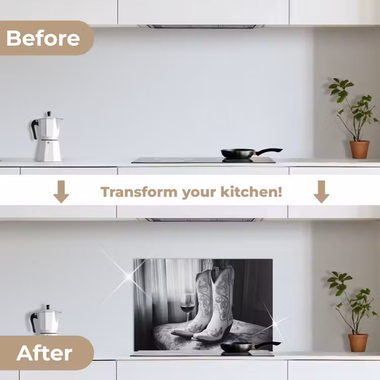 Kitchen splashback for hob - Wine - Cowboy Boots - Window Light - White — 7