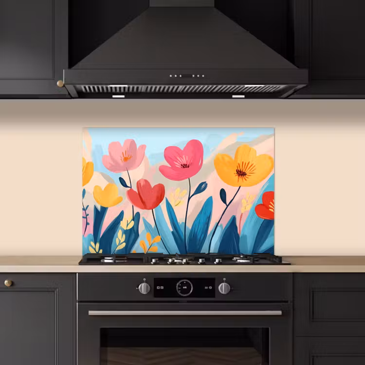 Kitchen splashback for hob - Illustration - Flowers - Colorful — 5