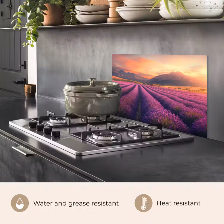 Kitchen splashback for hob - Lavender Field - Sunset - Purple — 2