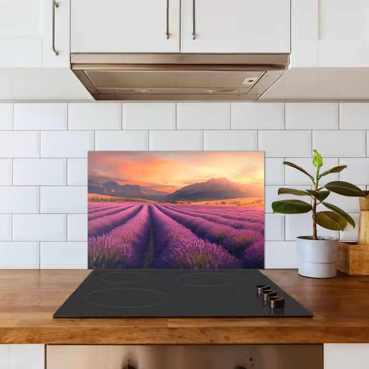Kitchen splashback for hob - Lavender Field - Sunset - Purple — 3