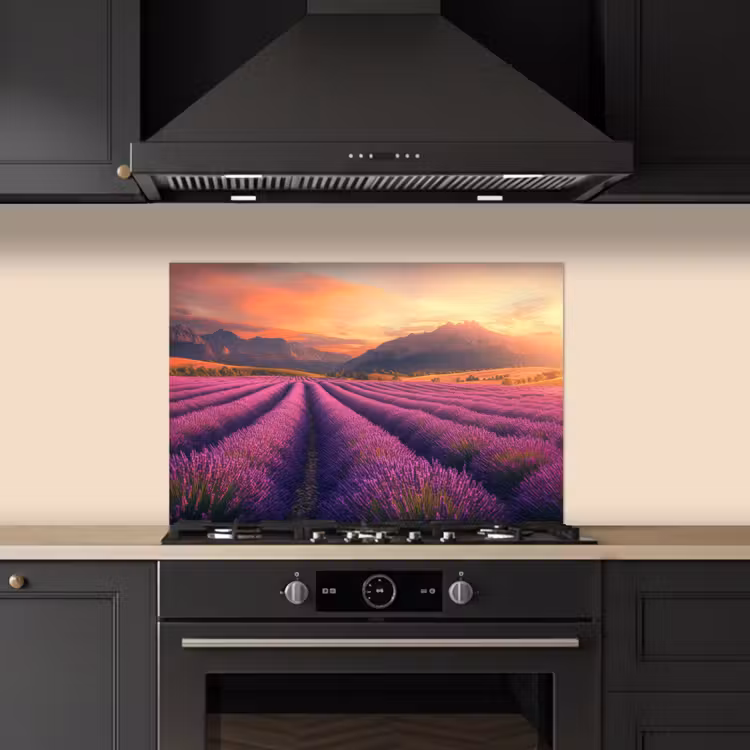 Kitchen splashback for hob - Lavender Field - Sunset - Purple — 5