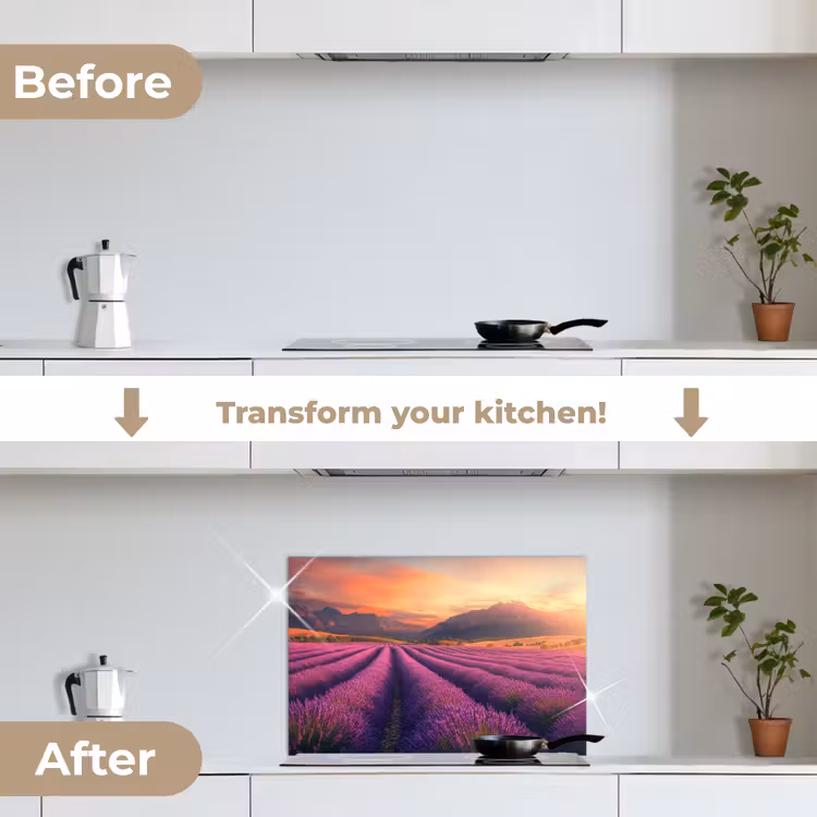 Kitchen splashback for hob - Lavender Field - Sunset - Purple — 7