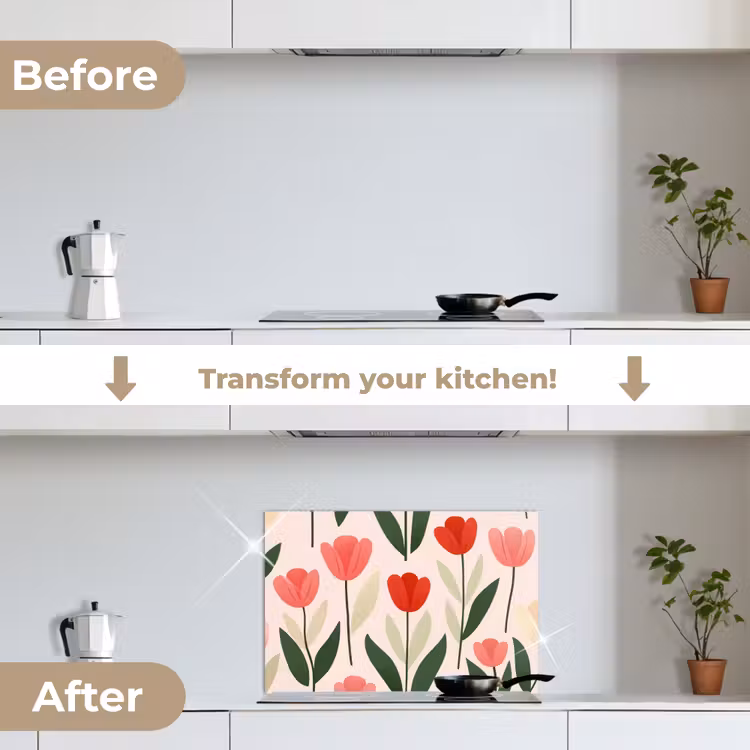 Kitchen splashback for hob - Tulips - Modern - Pink — 7