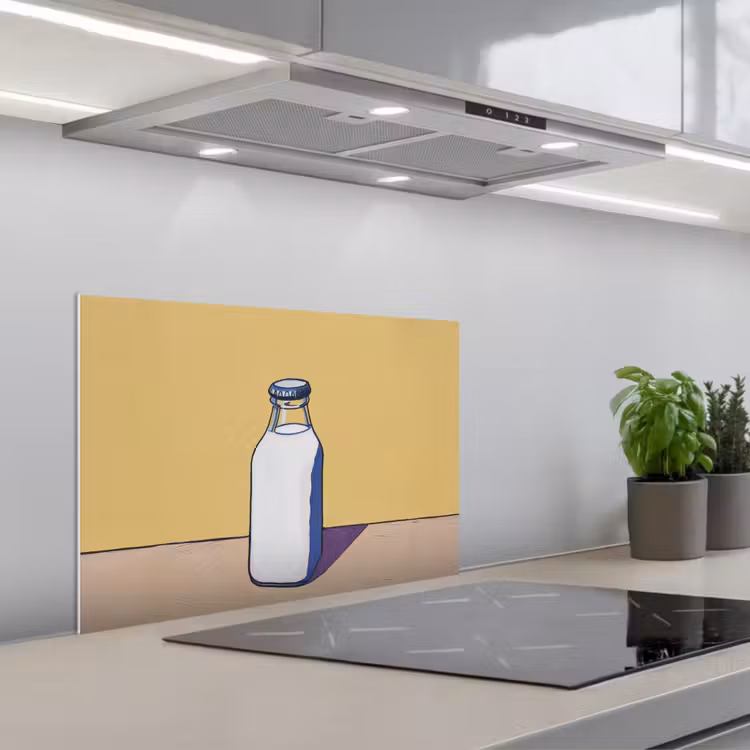 Kitchen splashback for hob - Glasses - Bottle - Illustration - Milk — 1