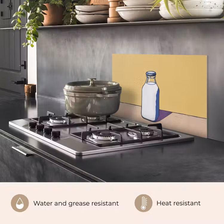 Kitchen splashback for hob - Glasses - Bottle - Illustration - Milk — 2