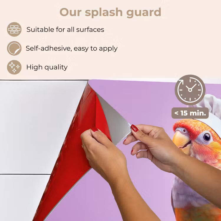 Kitchen splashback for hob - Parrot - Chef's hat - Pillar - Bird — 4