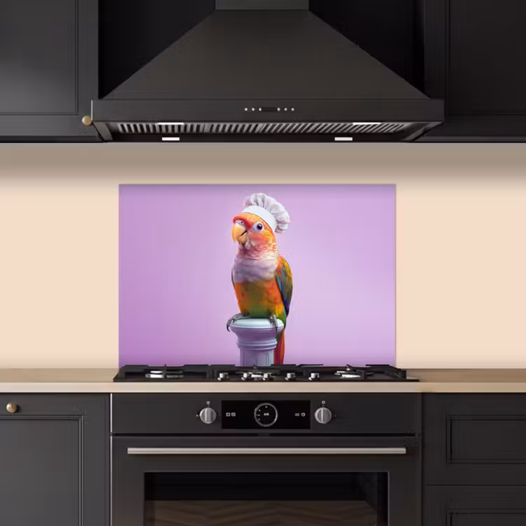 Kitchen splashback for hob - Parrot - Chef's hat - Pillar - Bird — 5