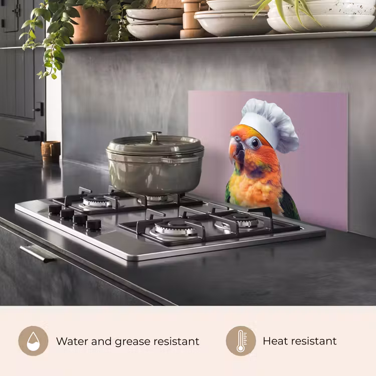 Kitchen splashback for hob - Parrot - Cook's hat - Curious - Bird — 2