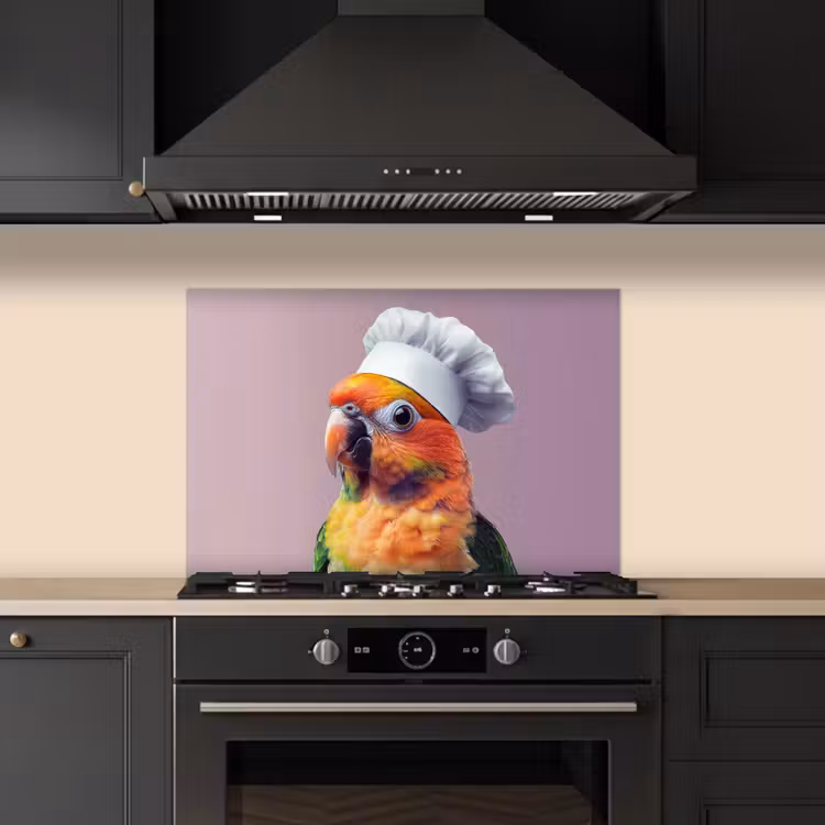 Kitchen splashback for hob - Parrot - Cook's hat - Curious - Bird — 5