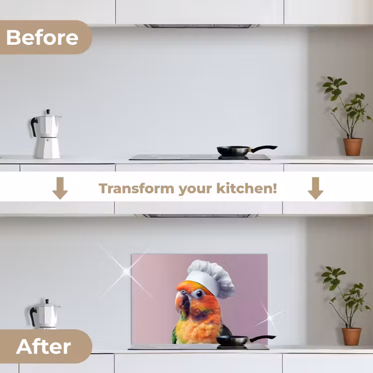 Kitchen splashback for hob - Parrot - Cook's hat - Curious - Bird — 7