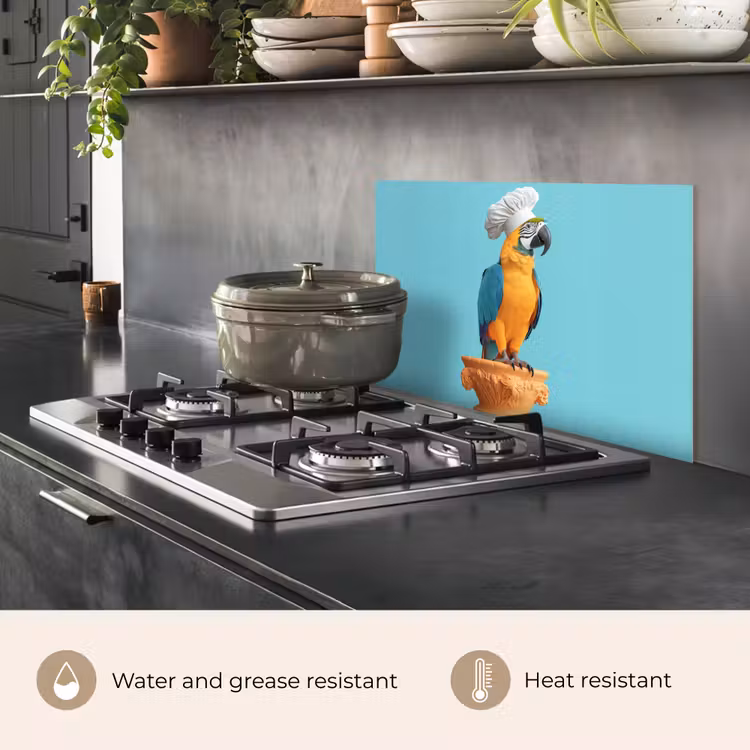 Kitchen splashback for hob - Parrot - Cook's hat - Funny - Bird — 2