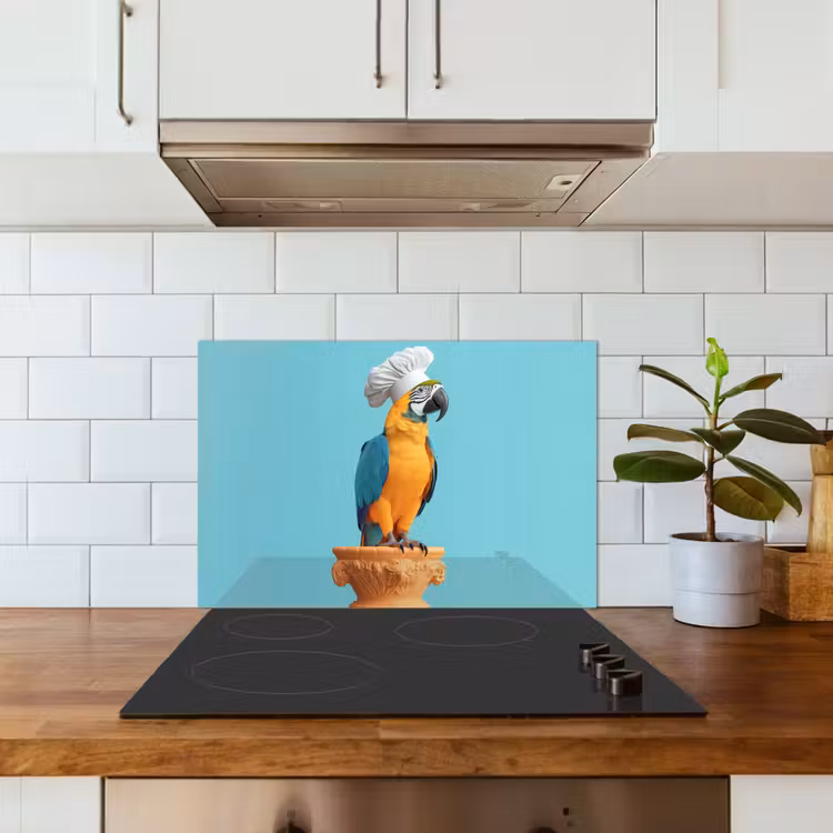 Kitchen splashback for hob - Parrot - Cook's hat - Funny - Bird — 3