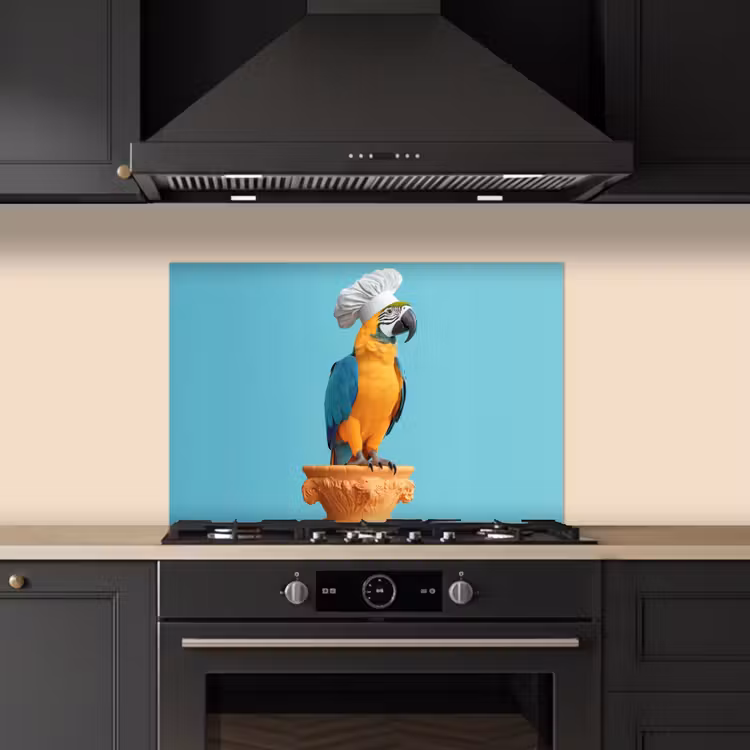 Kitchen splashback for hob - Parrot - Cook's hat - Funny - Bird — 5