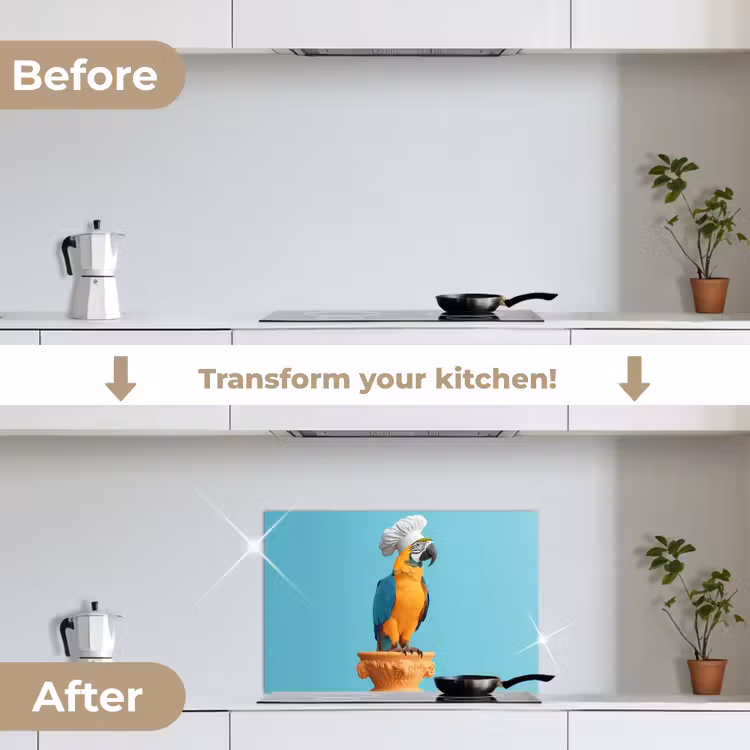 Kitchen splashback for hob - Parrot - Cook's hat - Funny - Bird — 7