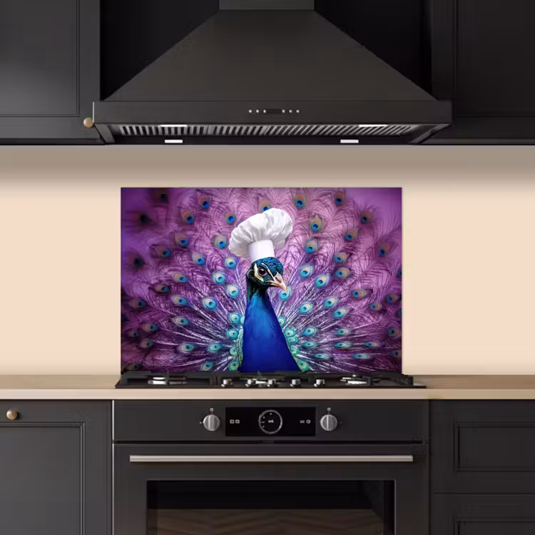 Kitchen splashback for hob - Peacock - Chef's hat - Cool - Purple — 5