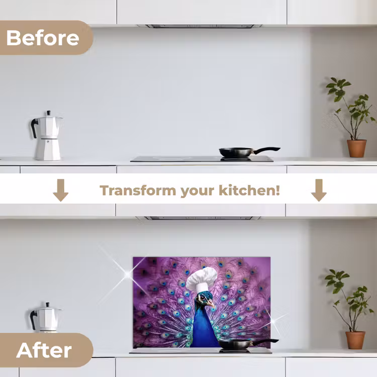 Kitchen splashback for hob - Peacock - Chef's hat - Cool - Purple — 7