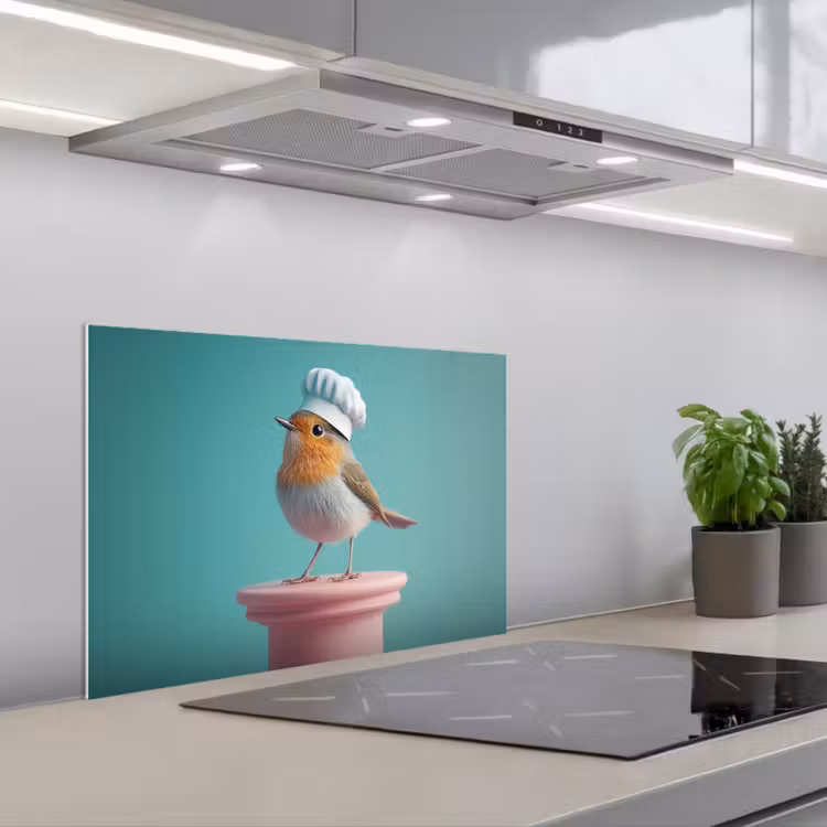 Kitchen splashback for hob - Robin - Bird - Cook's hat - Pedestal — 1