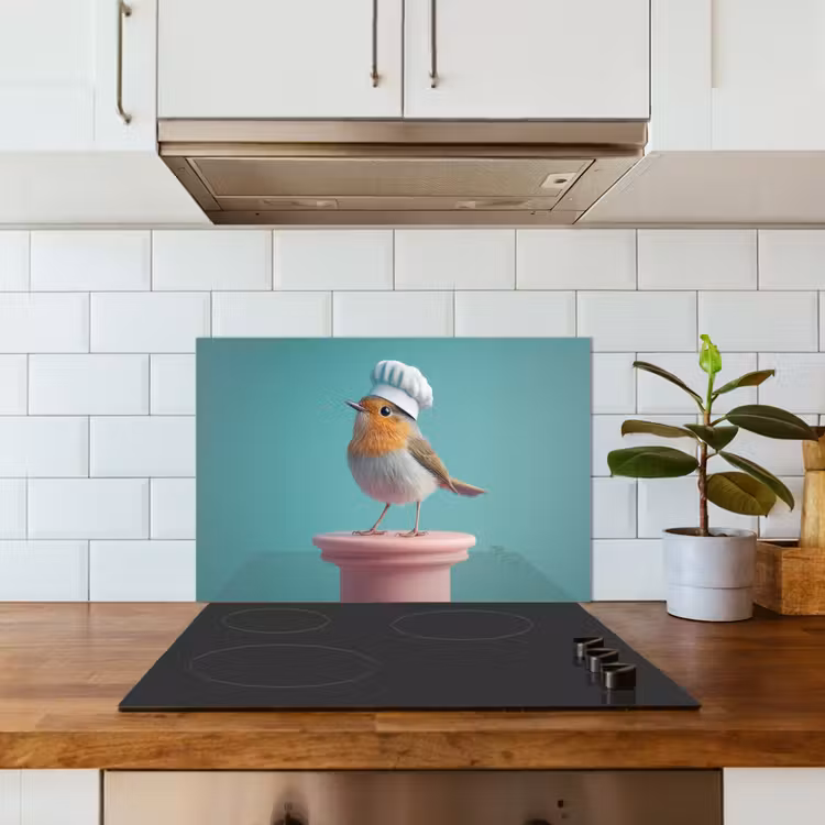 Kitchen splashback for hob - Robin - Bird - Cook's hat - Pedestal — 3