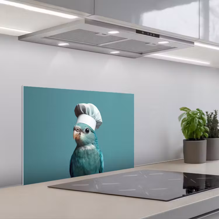 Kitchen splashback for hob - Parakeet - Bird - Cook's hat - Cute — 1