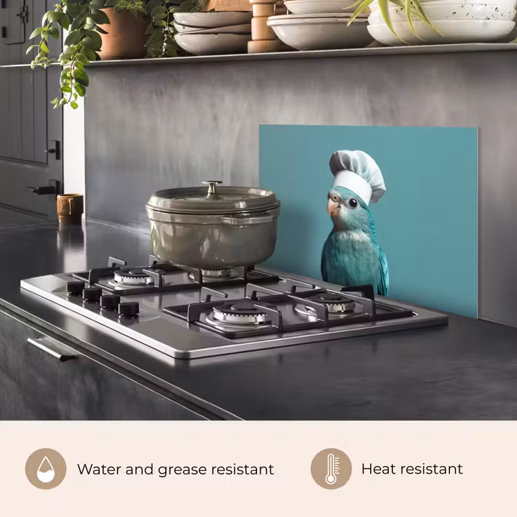 Kitchen splashback for hob - Parakeet - Bird - Cook's hat - Cute — 2