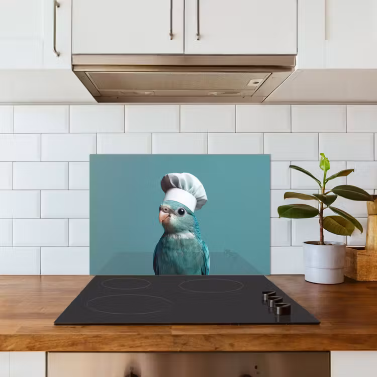 Kitchen splashback for hob - Parakeet - Bird - Cook's hat - Cute — 3