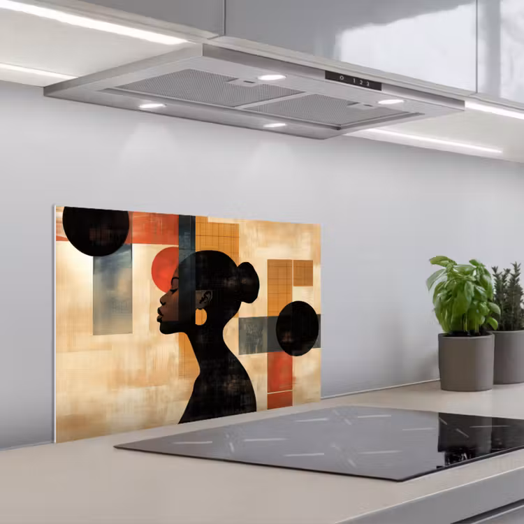 Kitchen splashback for hob - Side view - Woman - Shapes — 1