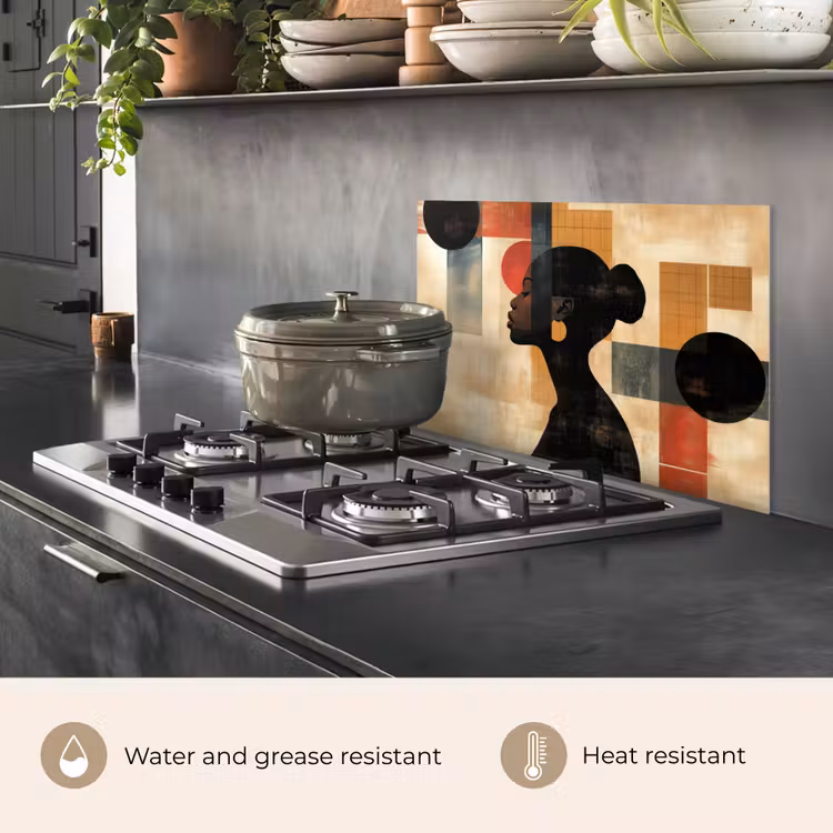 Kitchen splashback for hob - Side view - Woman - Shapes — 2