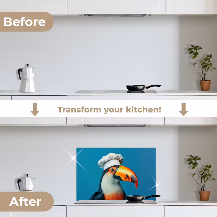 Kitchen splashback for hob - Toucan - Parrot - Bird - Cook's hat — 7