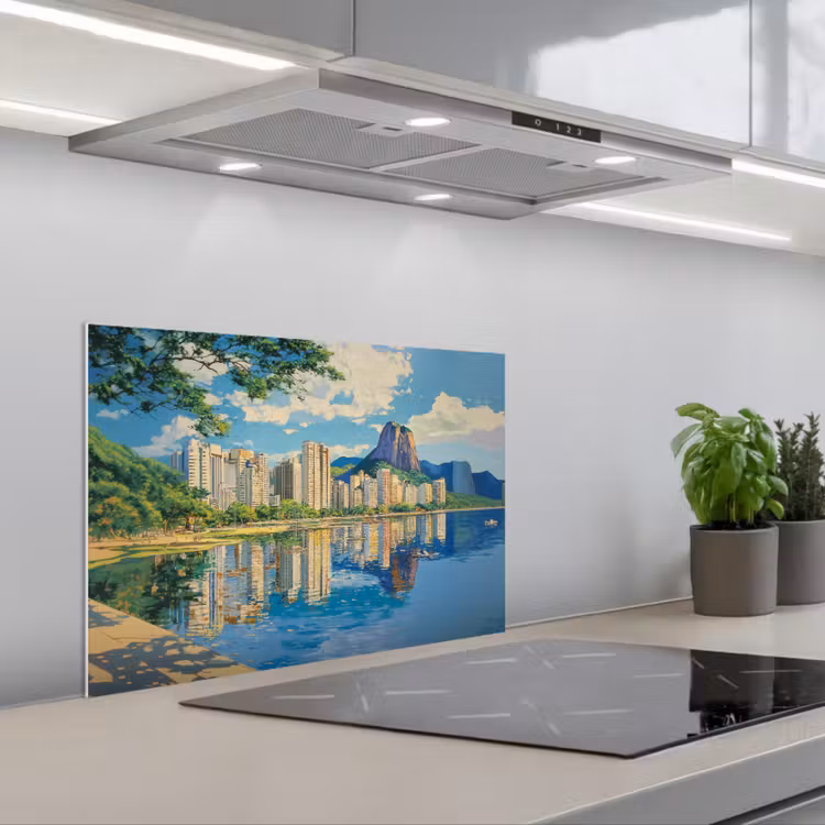 Kitchen splashback for hob - Mountain - Skyline - Beach - Water — 1