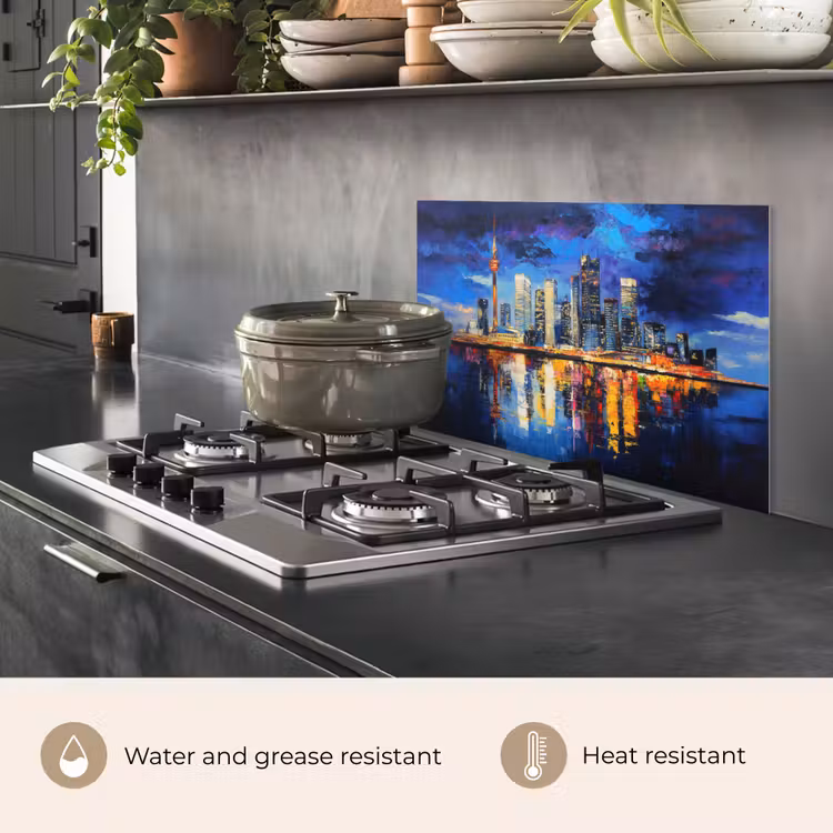 Kitchen splashback for hob - Skyline Toronto - Modern - City light - Blue — 2