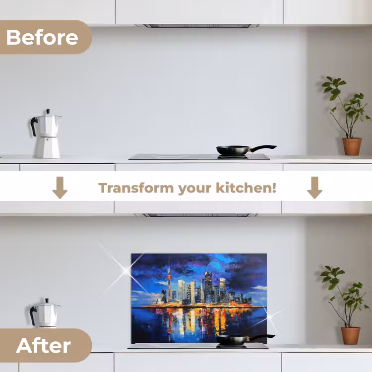 Kitchen splashback for hob - Skyline Toronto - Modern - City light - Blue — 7