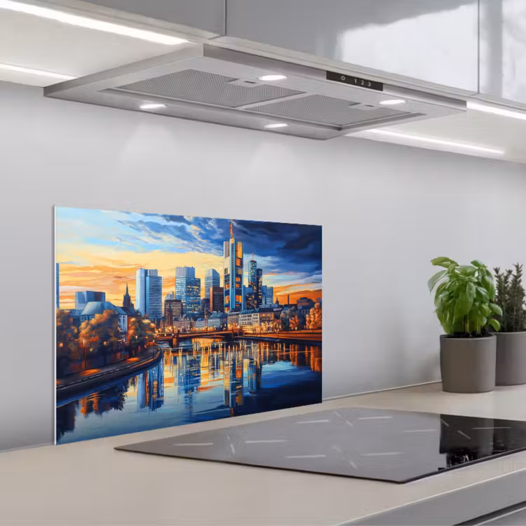 Kitchen splashback for hob - Sunset Frankfurt - City - Skyline - Water — 1