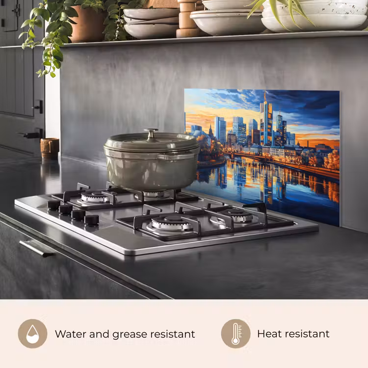Kitchen splashback for hob - Sunset Frankfurt - City - Skyline - Water — 2