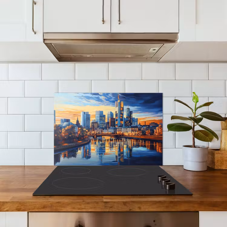 Kitchen splashback for hob - Sunset Frankfurt - City - Skyline - Water — 3
