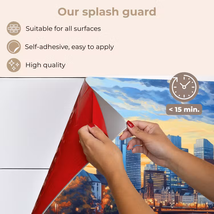 Kitchen splashback for hob - Sunset Frankfurt - City - Skyline - Water — 4