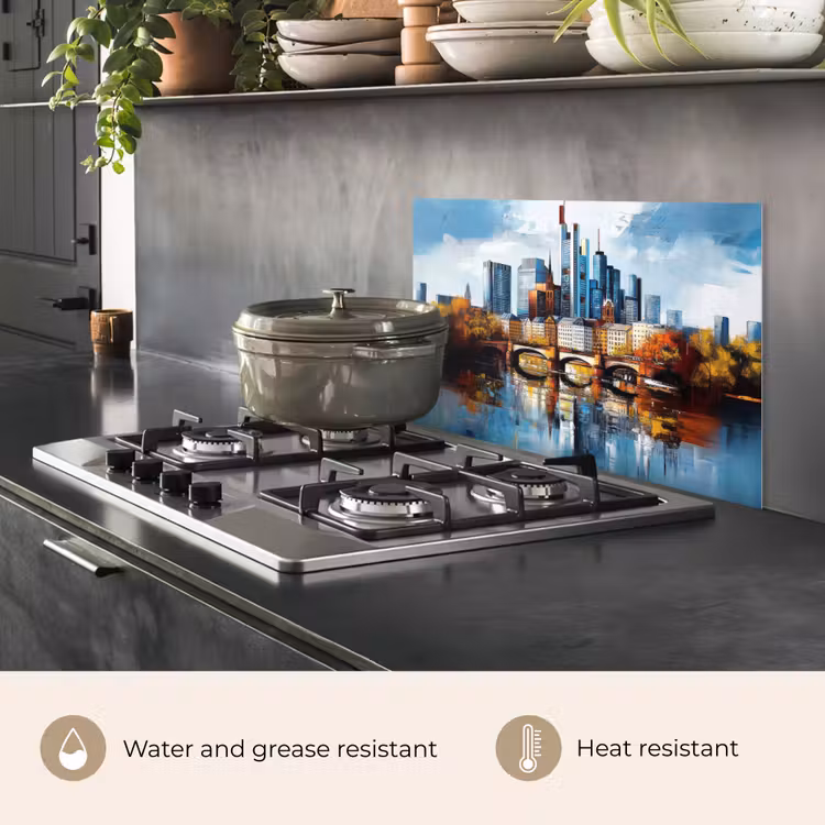 Kitchen splashback for hob - Trees Frankfurt - City - Skyline - Bridge — 2