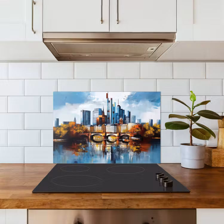 Kitchen splashback for hob - Trees Frankfurt - City - Skyline - Bridge — 3