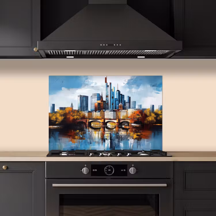 Kitchen splashback for hob - Trees Frankfurt - City - Skyline - Bridge — 5
