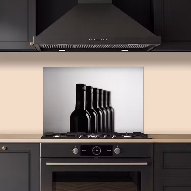 Kitchen splashback for hob - Wine Bottles - Black - Minimalist — 5