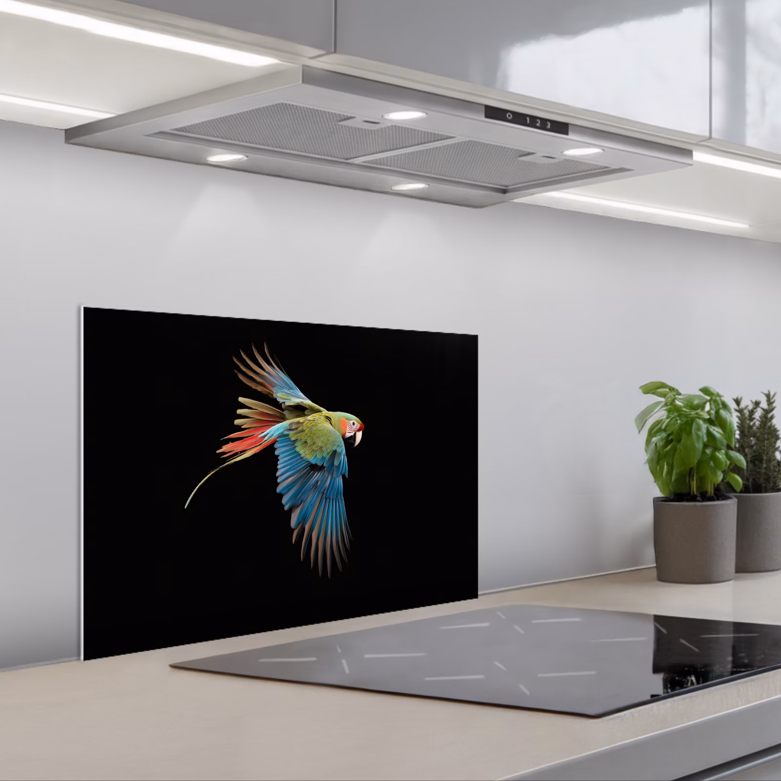Kitchen splashback for hob - Parrot - Colorful - Wings - Ornate — 1