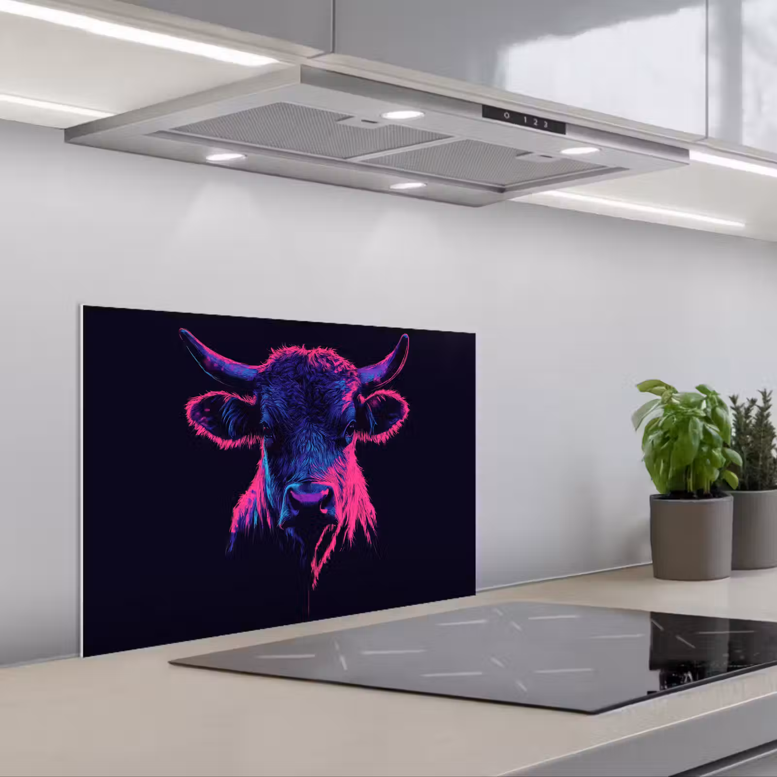 Kitchen splashback for hob - Taurus - Neon - Black - Color — 1