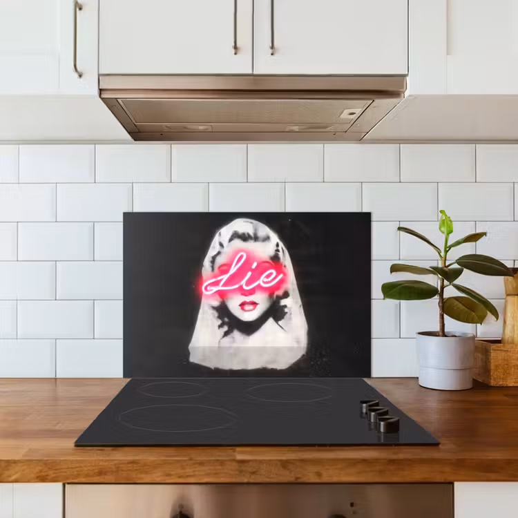 Kitchen splashback for hob - Neon - Letters - Vintage - Woman — 3