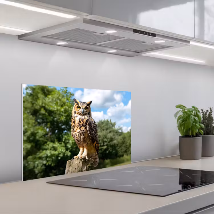 Kitchen splashback for hob - Owl - Trunk - Forest - Sky — 1