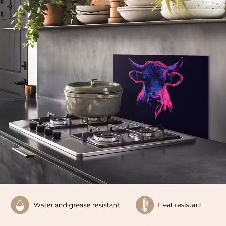 Kitchen splashback for hob - Taurus - Neon - Black - Color — 2